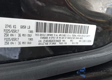 2012 Volkswagen Routan Se z USA, uszkodzony, nr VIN 2C4RVABG0CR194029